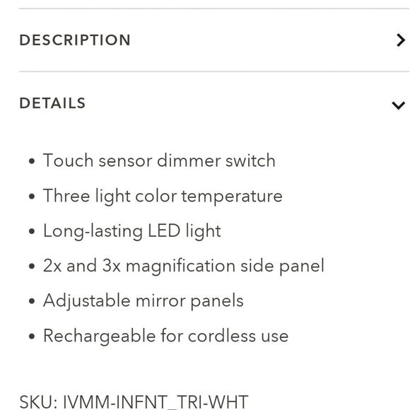 Impressions Infinity Trifold LED Makeup Mirror w/Magnification - Picture 8 of 12